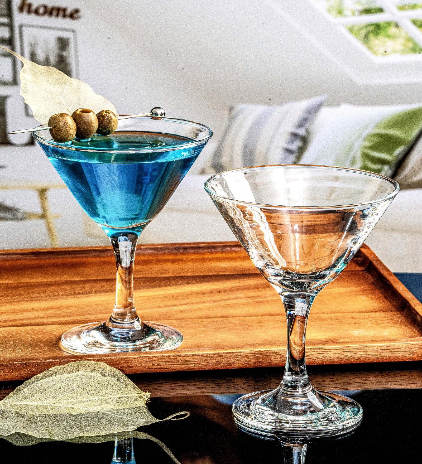 Clear Glass Tulip Martini Stem Glass set of 4pcs