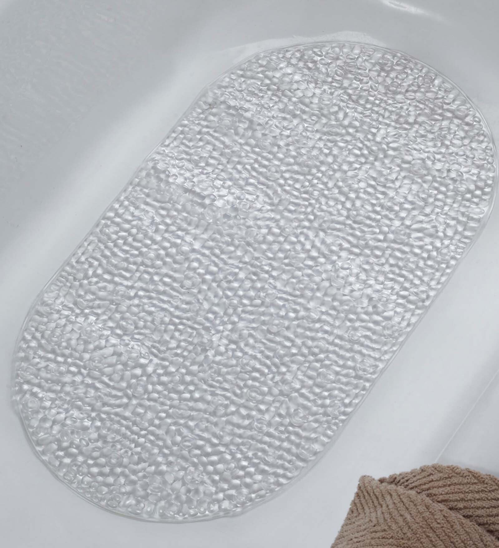 Clear Solid PVC 27x15 Inches Antiskid Shower Bath Mat