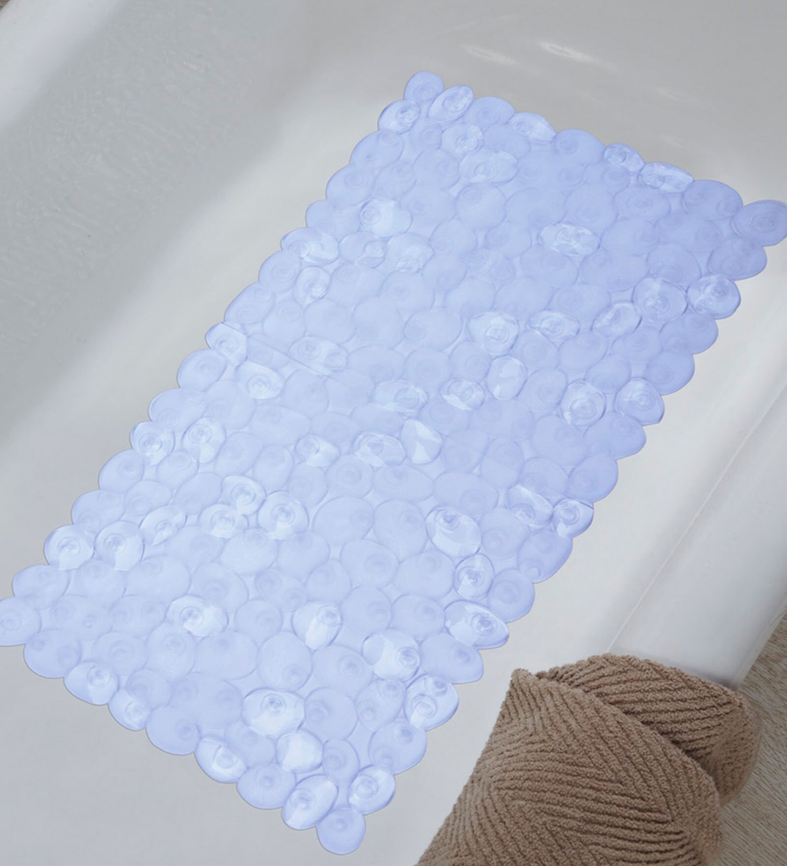 Clear Solid PVC 30x14 Inches Antiskid Shower Bath Mat
