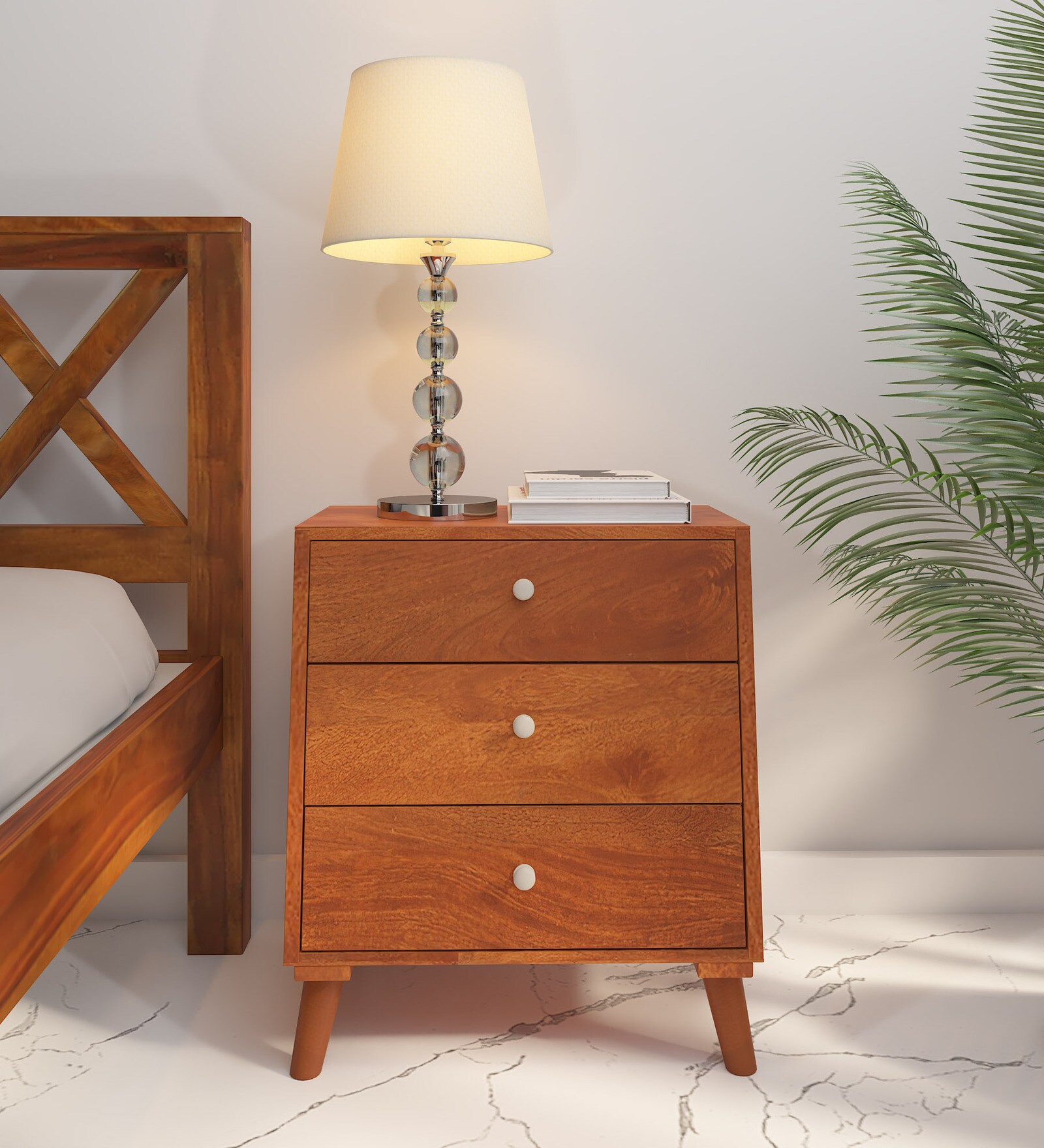 Budapest Solid Wood Bedside Table in Scratch Resistant Honey Oak Finish With Drawers Budapest Solid Wood Bedside Table in Scratch Resistant Honey Oak Finish With Drawers