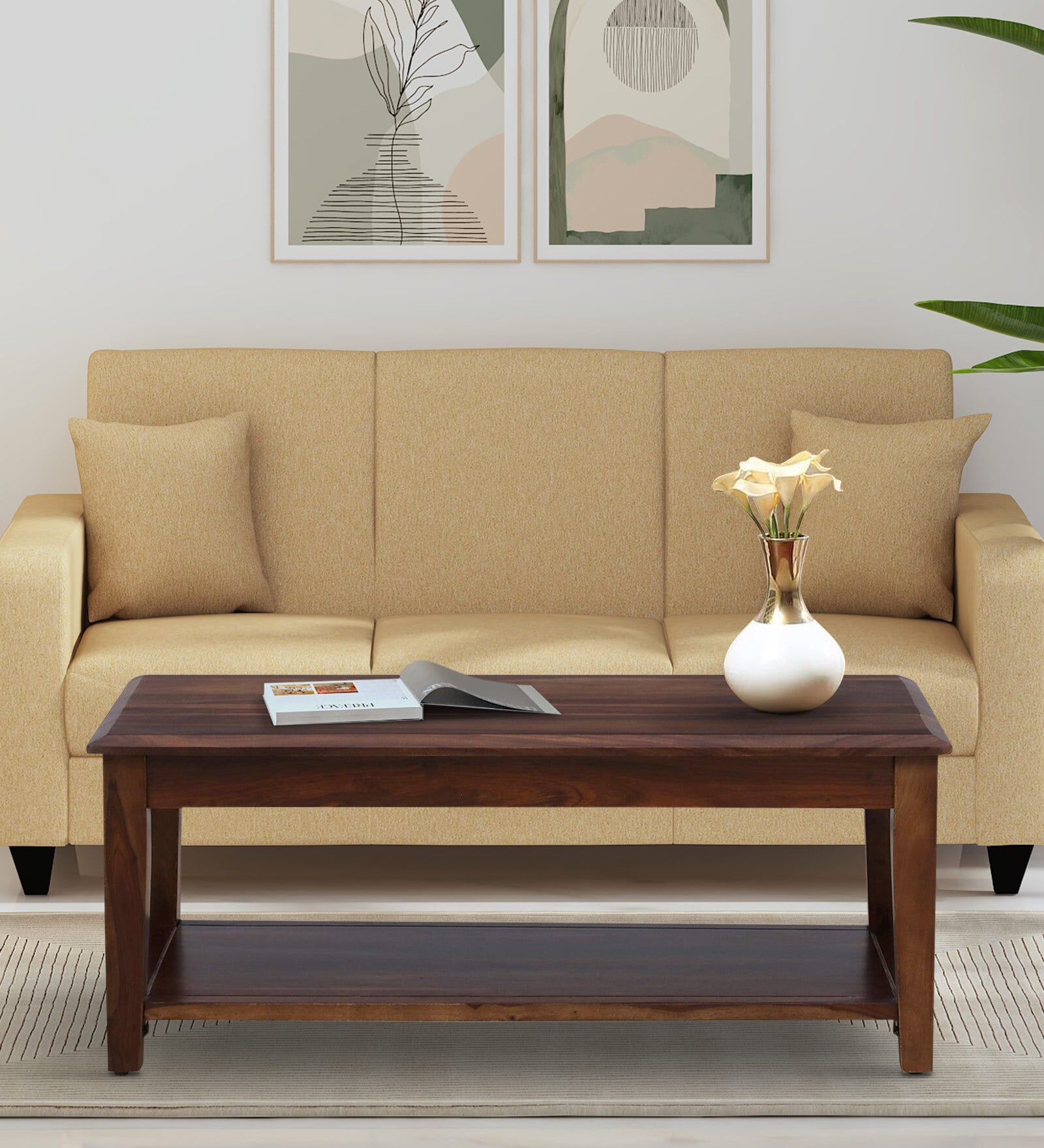 Buy Clermont Sheesham Wood Coffee Table In Provincial Teak Finish at 2