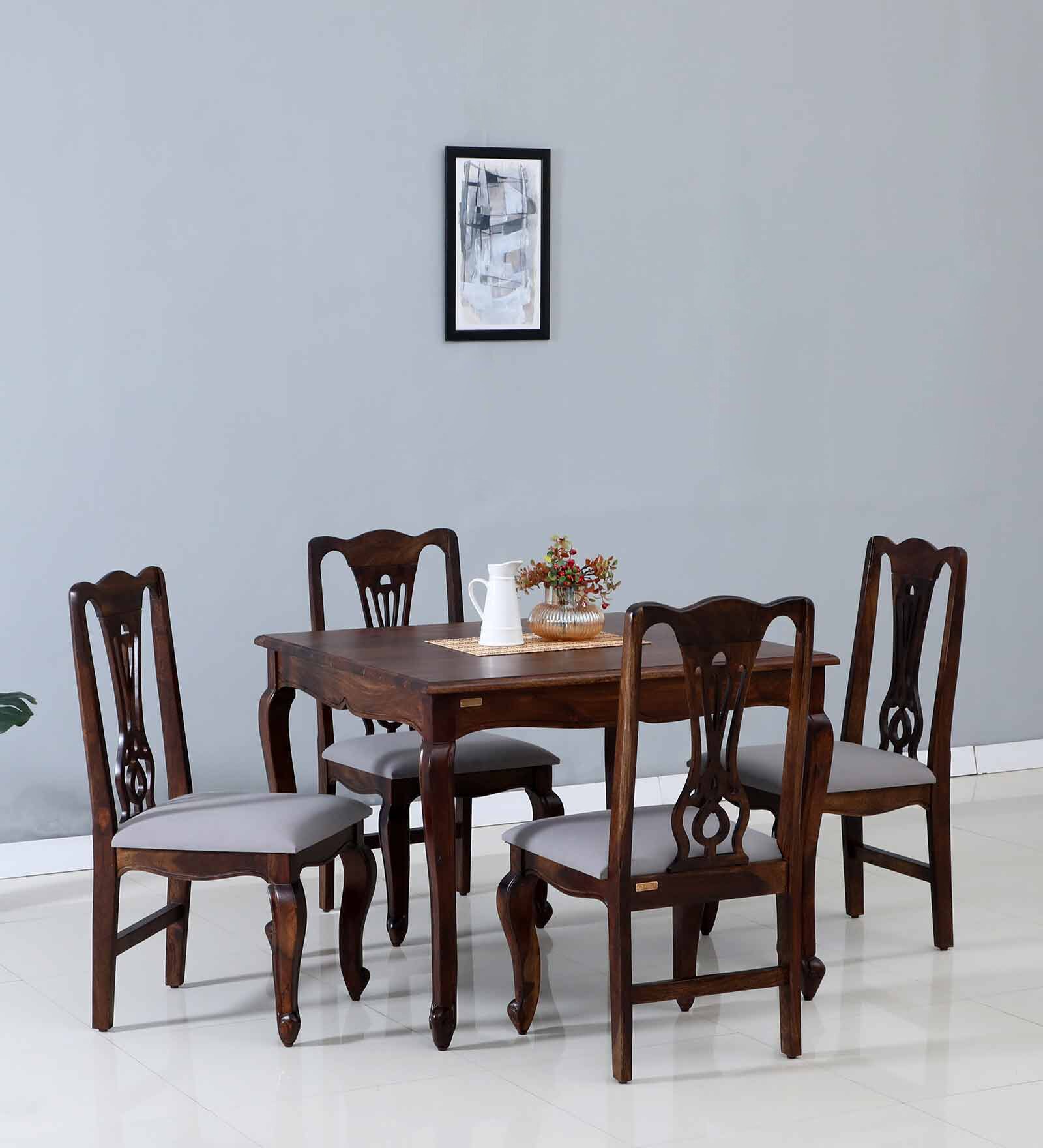 Buy Clifford Sheesham Wood 4 Seater Dining Set In Scratch Resistant ...