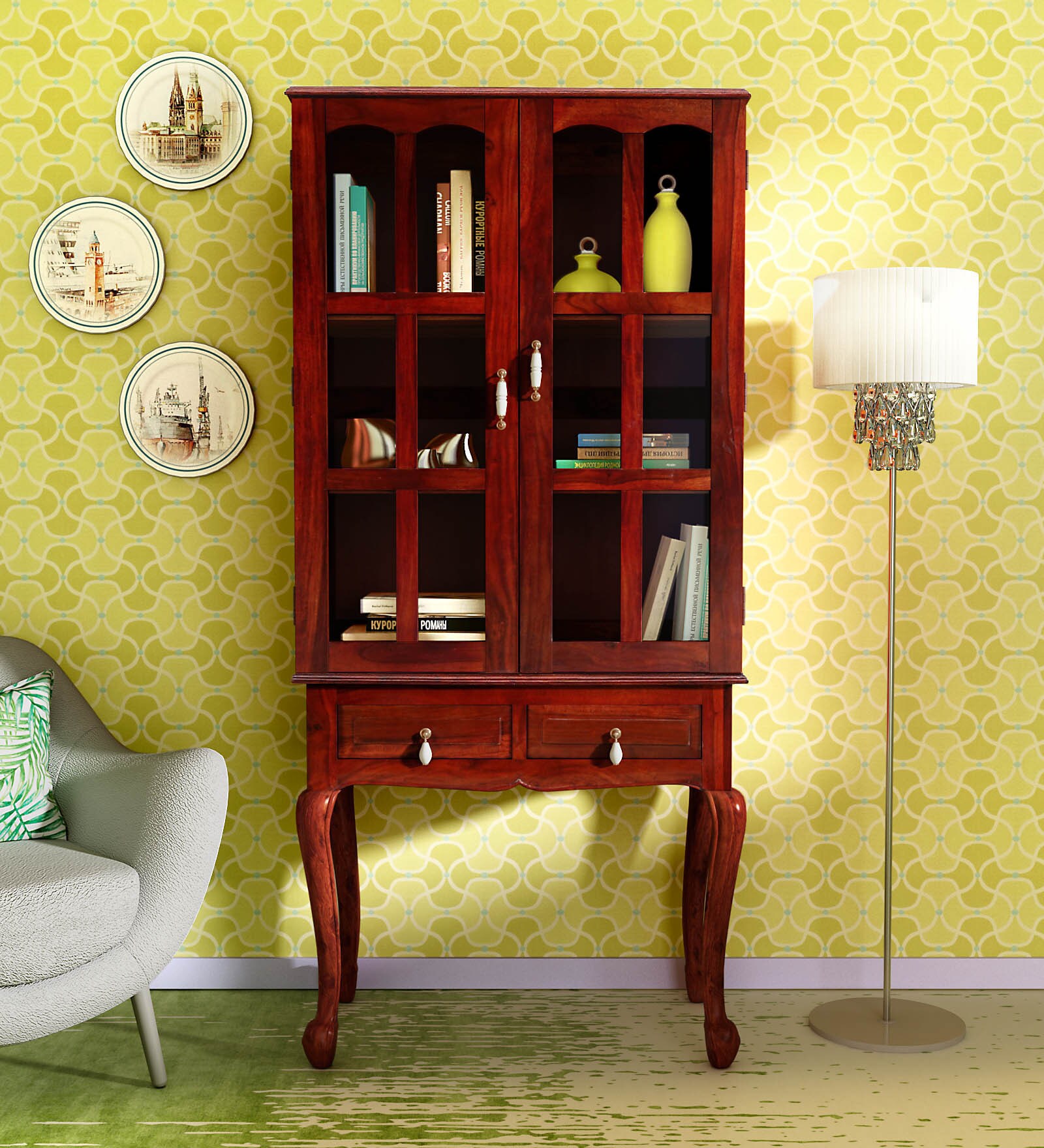 Clifford Sheesham Wood Book Case in Honey Oak Finish