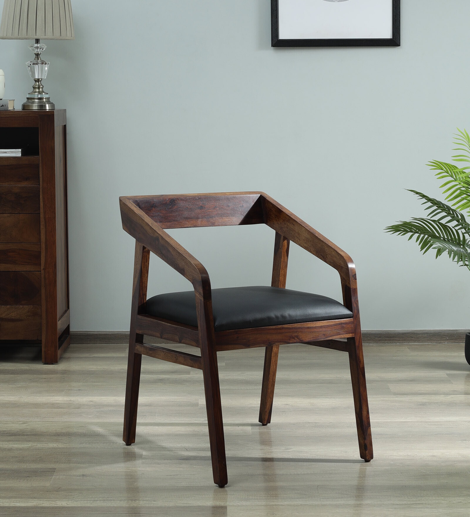 Clint Sheesham Wood Arm Chair In Provincial Teak Finish
