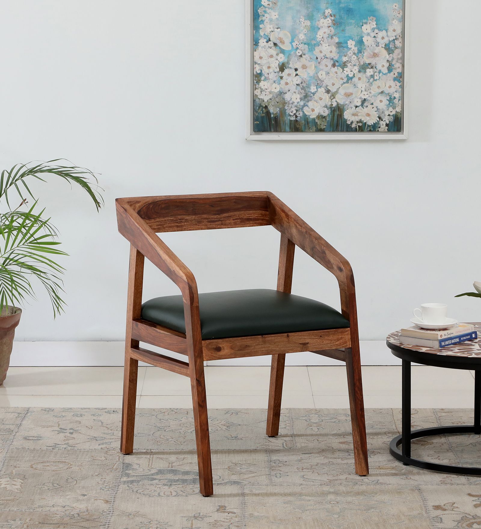 Clint Sheesham Wood Arm Chair In Rustic Teak Finish