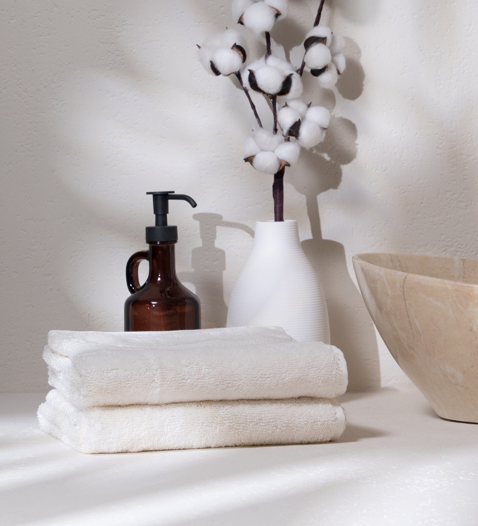 Cloud Dancer 100% Organic Cotton Solid 550 GSM Hand Towels Pack of 2