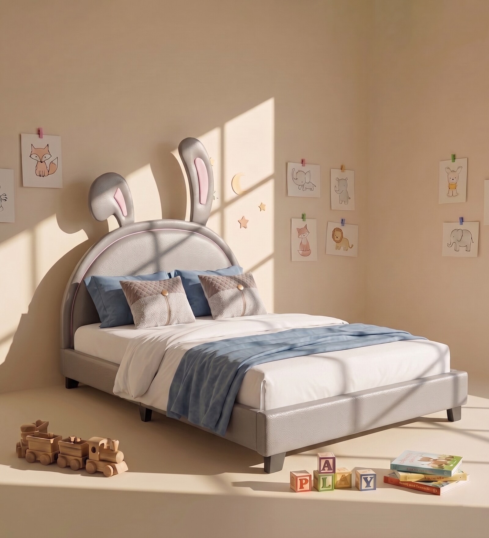 Cloud Hopper Kids Toddler Bed In Grey Colour