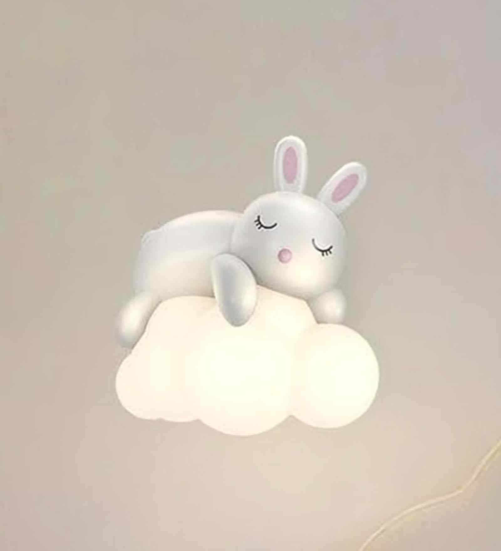 Cloudy Bunny Wall Light Resin Body Tri-Color LED Cute Decorative Wall Lamp for Kids Room Nursery