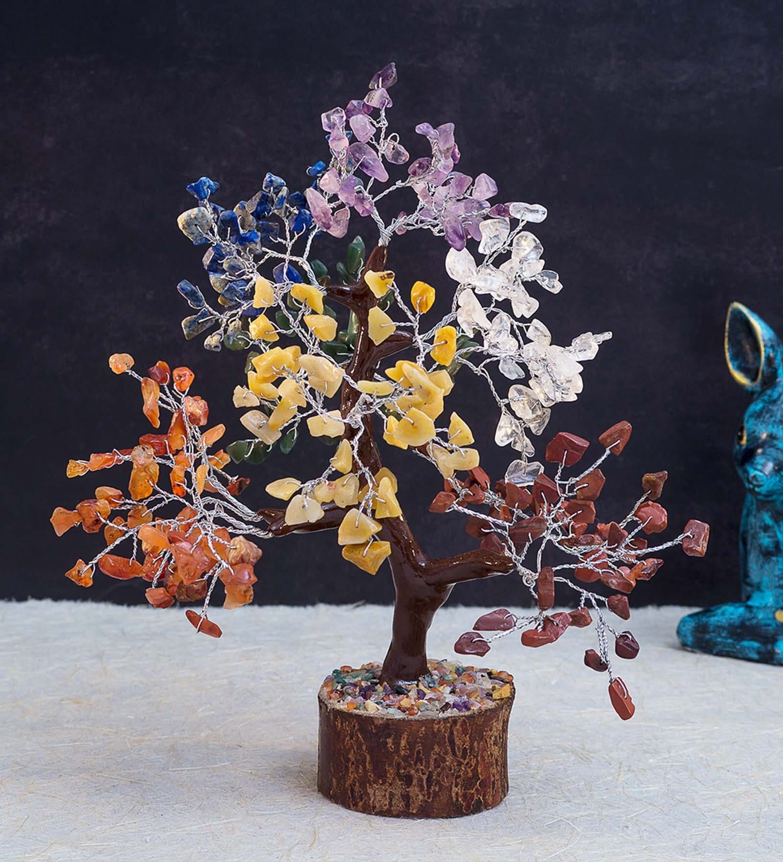 Cloudy Seven Chakra Wish Tree Stone Table Accent