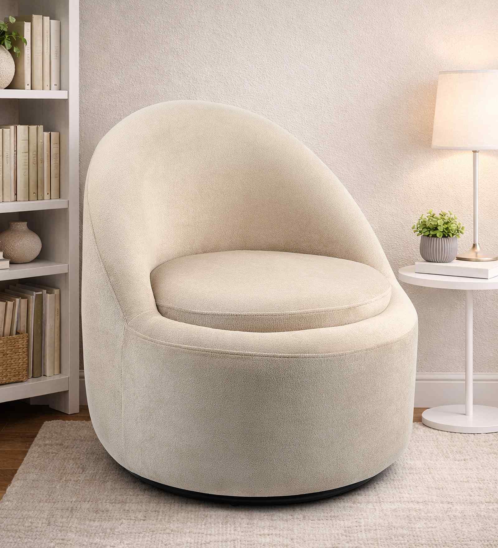 Clowd Nest 1 Seater Chair In Off White boucle Color
