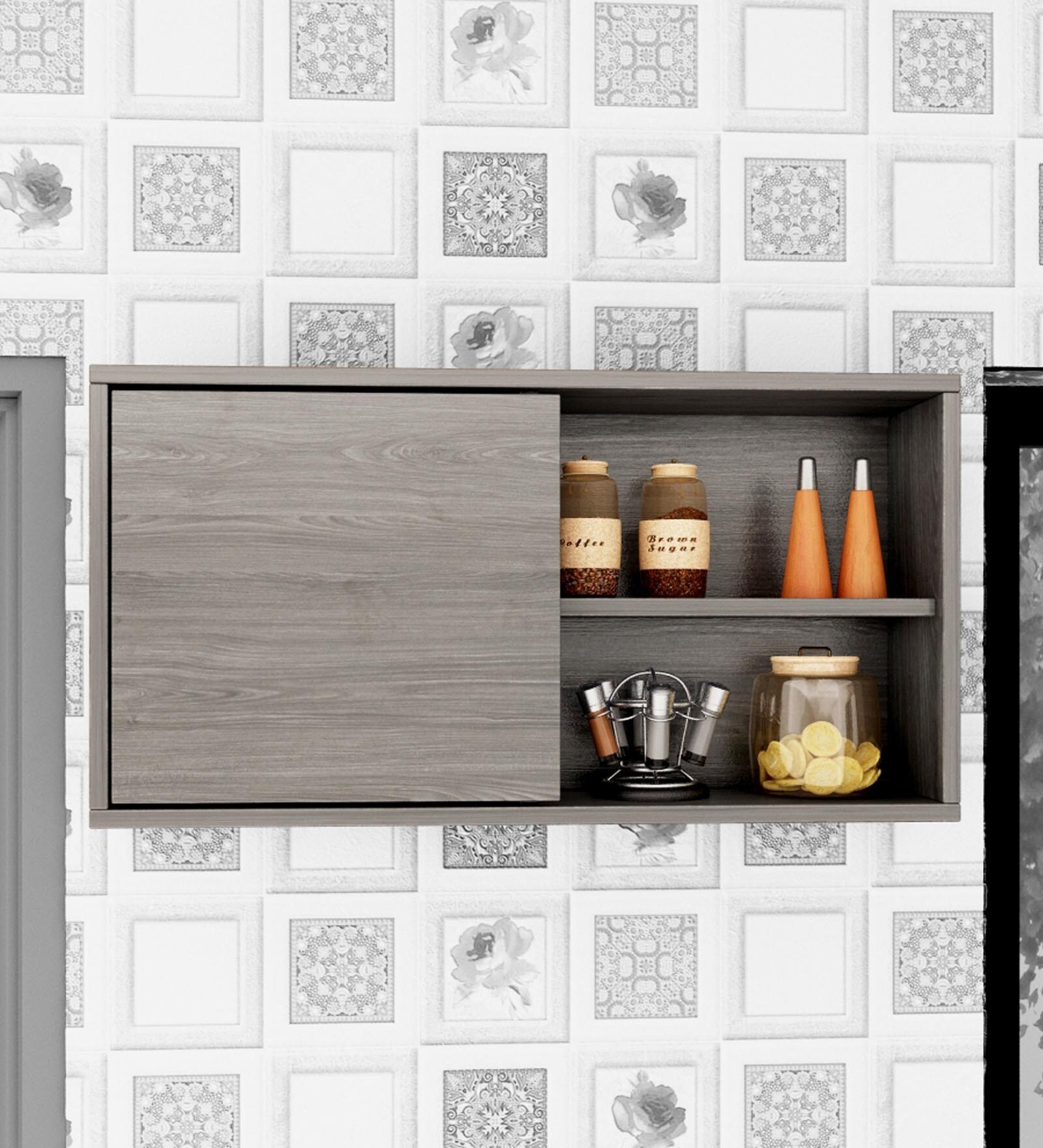 Cluster Wall Mount Kitchen Cabinet In Newton Wood Finish