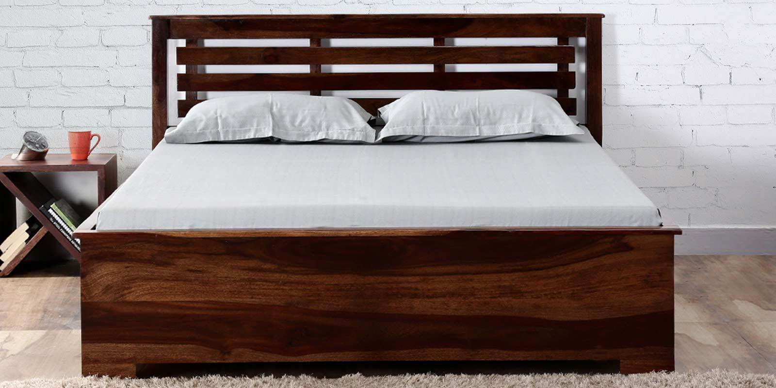 Buy Lynnwood Queen Bed with Hydraulic Storage in Provincial Teak Finish