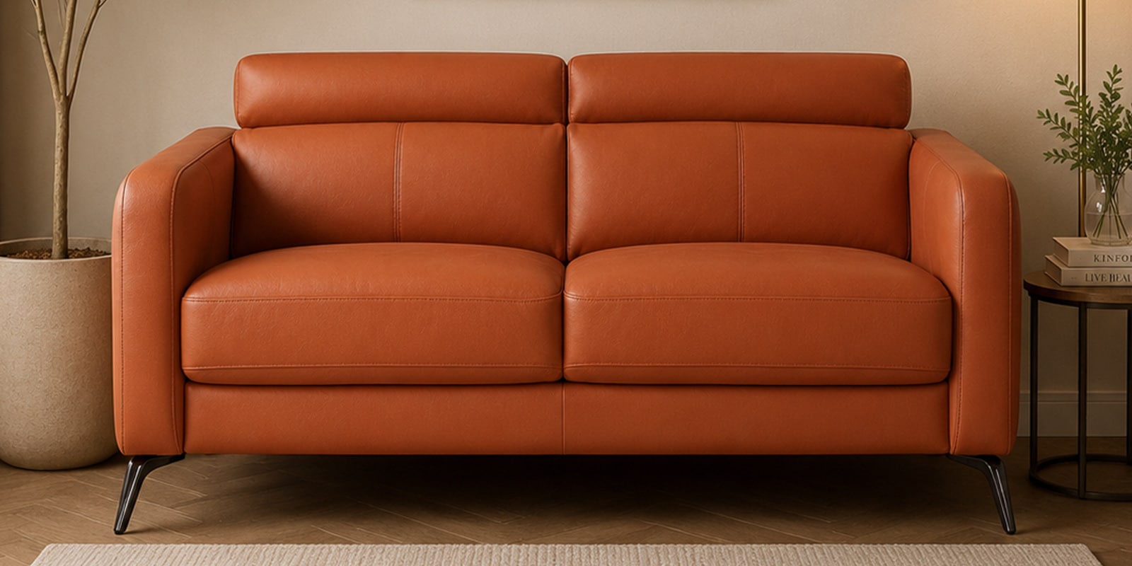 Clarissa Half Leather 2 Seater Sofa in Exotica Harvest Gold colour