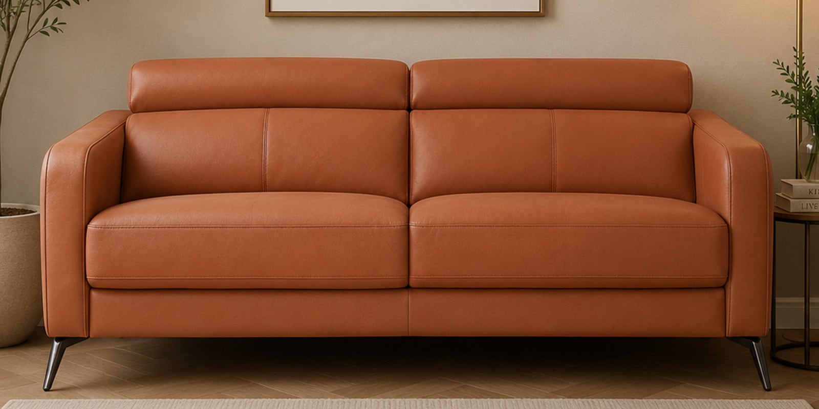 Clarissa Half Leather 3 Seater Sofa in Exotica Harvest Gold colour