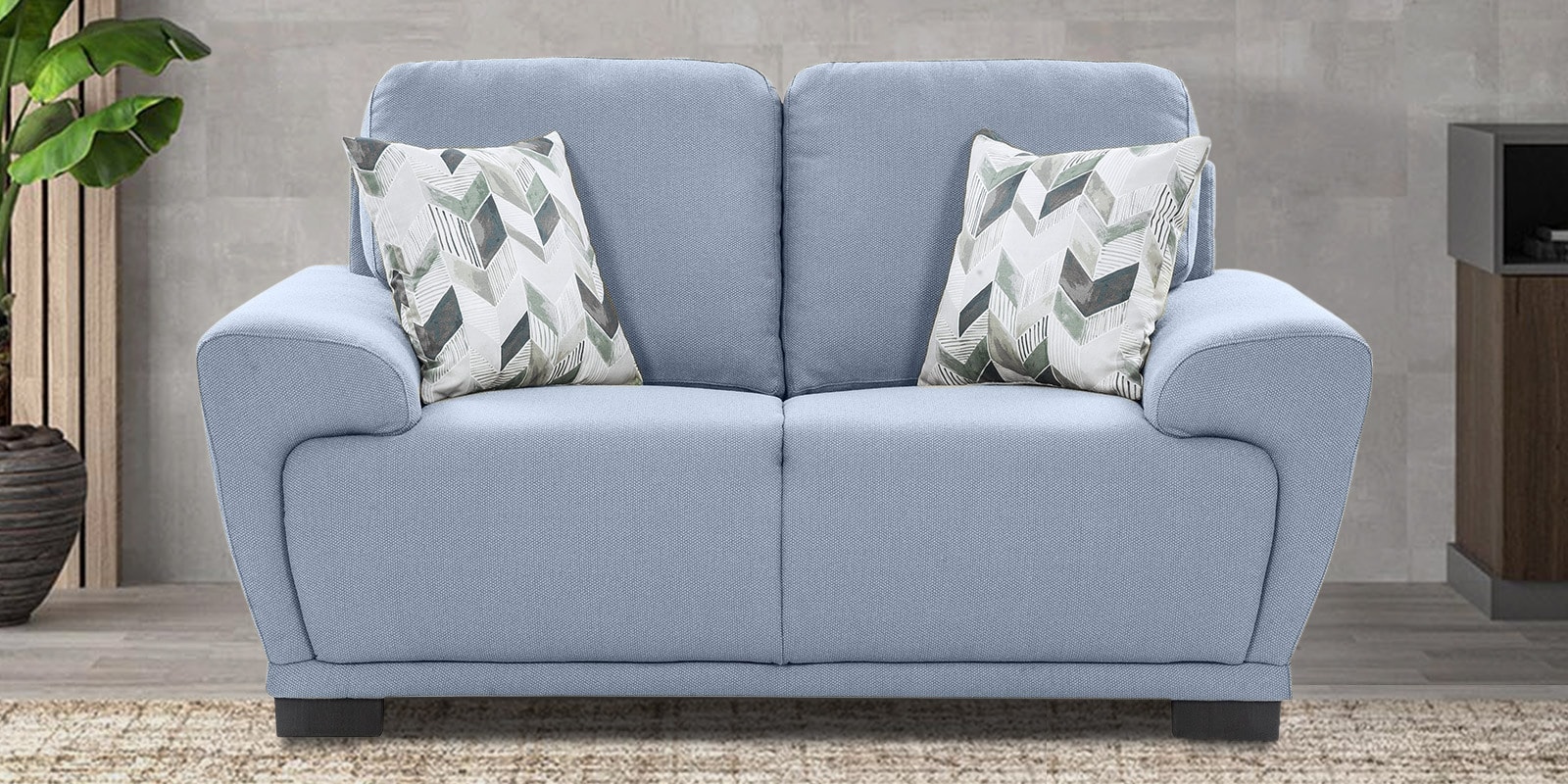 Clarksville Fabric 2 Seater Sofa in Powder Blue Colour Clarksville Fabric 2 Seater Sofa in Powder Blue Colour