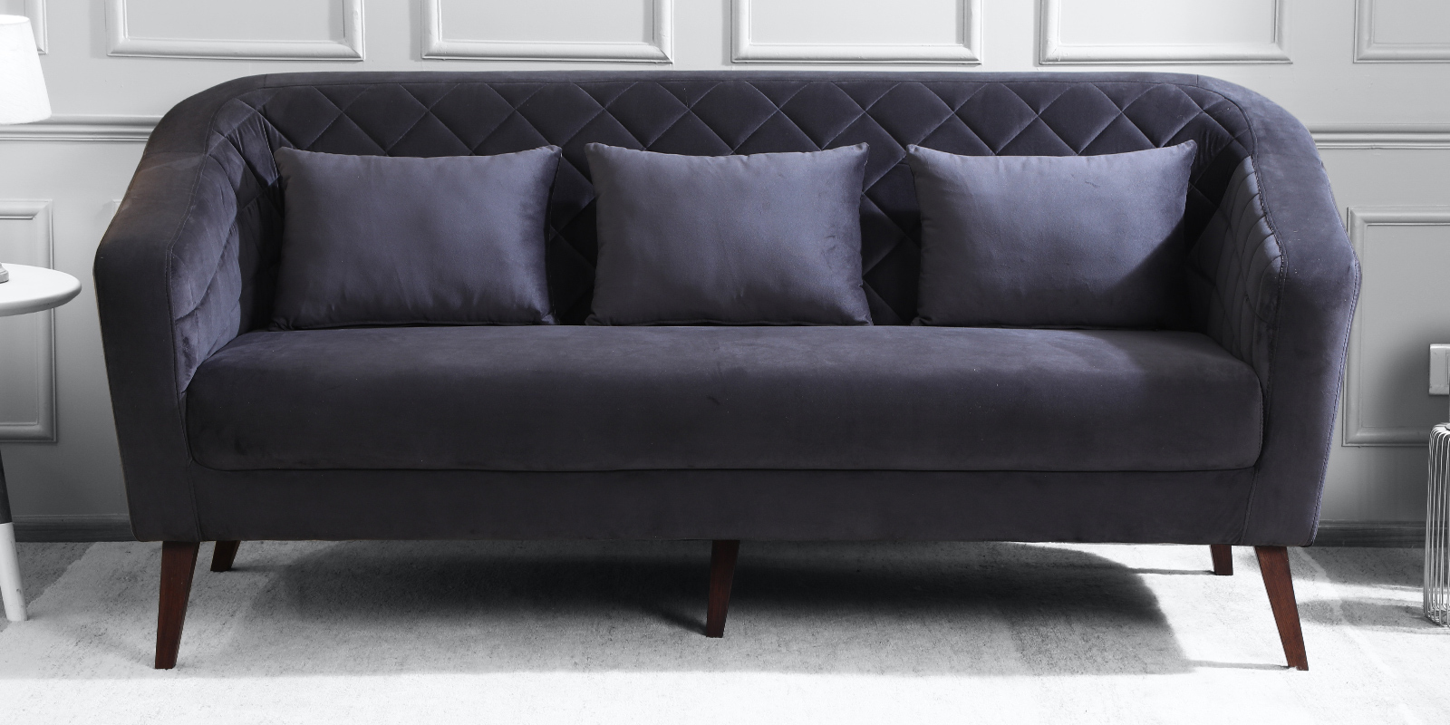 Claro Fabric 3 Seater Sofa in Dark Grey Colour Claro Fabric 3 Seater Sofa in Dark Grey Colour