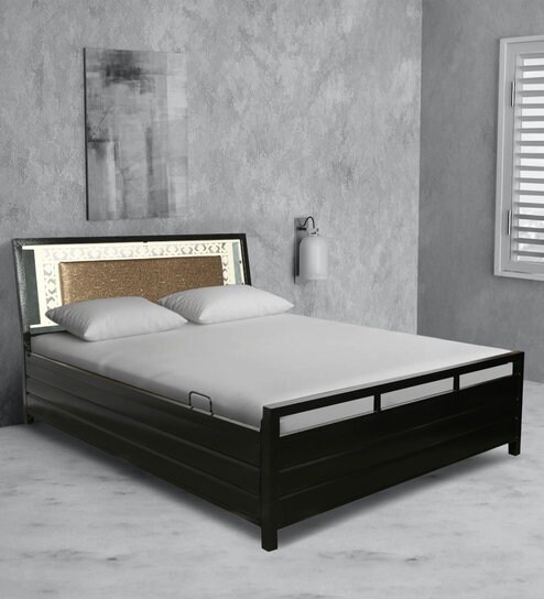 Buy Claire King Size Bed With Storage In Black Finish By Home