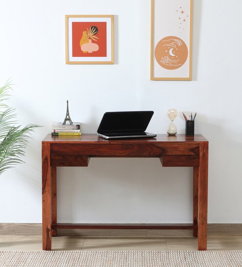Claire Sheesham Wood Writing Table in Scratch Resistant Honey Oak Finish
