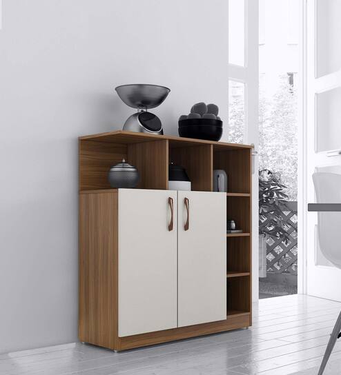 Clara Cabinet in Exotic Teak & Frosty White Finish