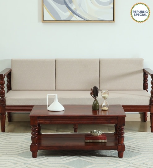 Clarion Sheesham Wood Coffee Table In Honey Oak Finish