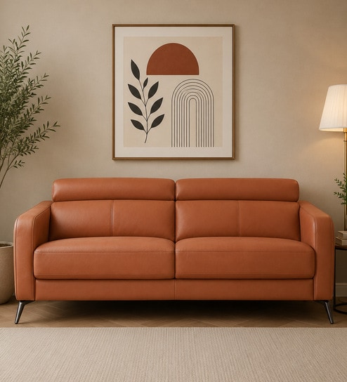 Clarissa Half Leather 3 Seater Sofa in Exotica Harvest Gold colour