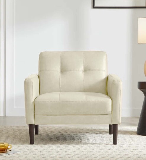 Clark Pu Leather 1 Seater Sofa In Beige Colour