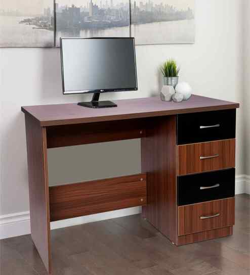 Classic Black And Walnut Dual Tone Workstation Desk