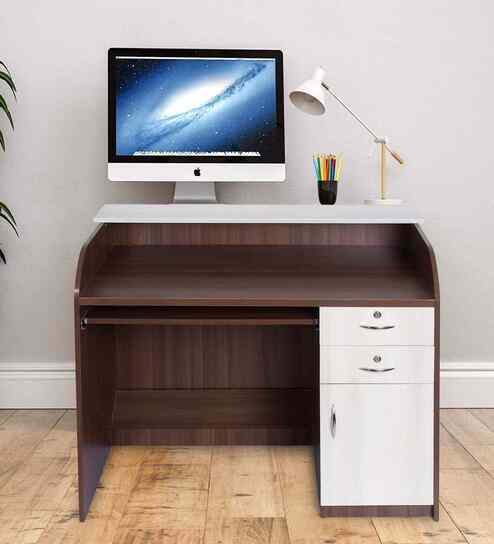 Classic Brown And White Colour Dual Tone Workstation Desk With Storage