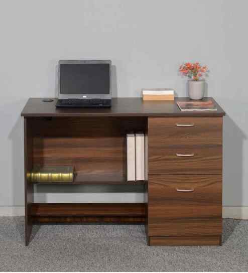 Classic Dark Walnut Colour Workstation Desk With Veneer Finish