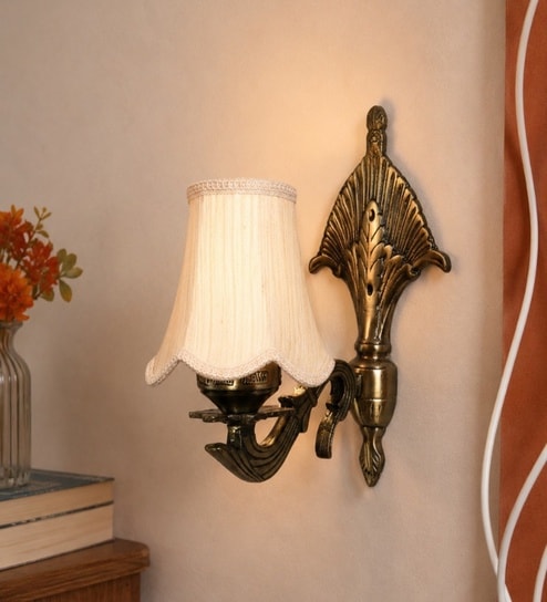 new era Classic Gold Antique Wall Lamp with Off-White Shade for Hallway-picture-21