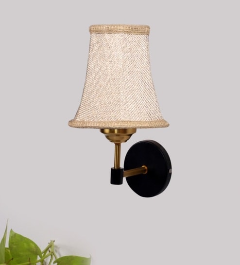 new era Classic Gold Wall Light with Off-White Cotton Shade-picture-26