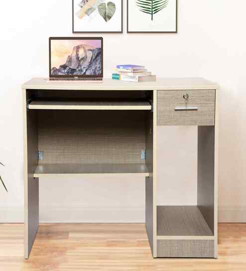 Classic Golden Teak Colour Workstation Desk With Storage