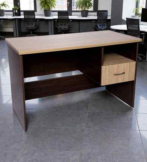 Classic Maple Beige And Walnut Brown Dual Tone Colour  Workstation Desk