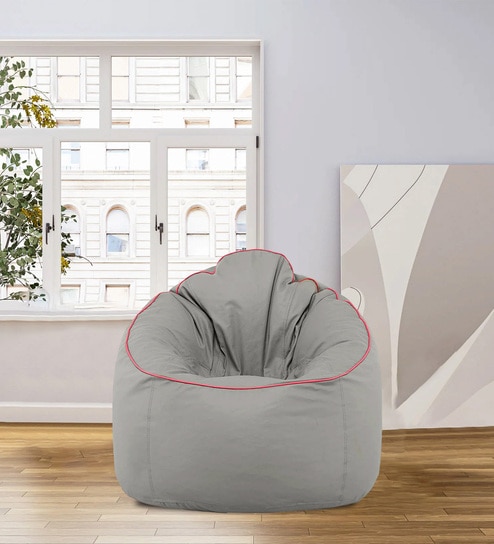 Classic Muddha XXXL Leatherette Bean Bag with Beans in Grey Colour