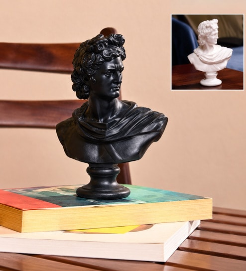 Classic Renaissance Black Resin Bust Showpiece