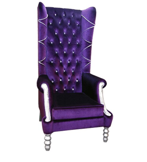 Classic Tall Back Wing Chair In Purple Color By Afydecor