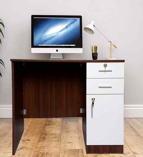 Classic Two Tone Walnut And White Colour Workstation Desk