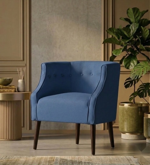 Classic Wingback Lounge Chair In Blue Color