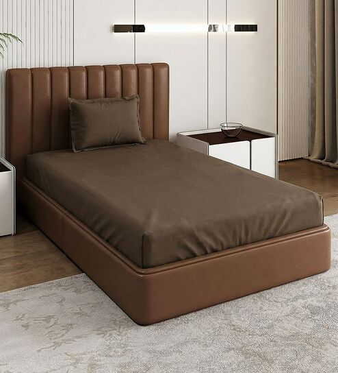 Brown Solid 210 TC Cotton Bedsheet With Single Size Bedsheet With 1 Pillow Cover
