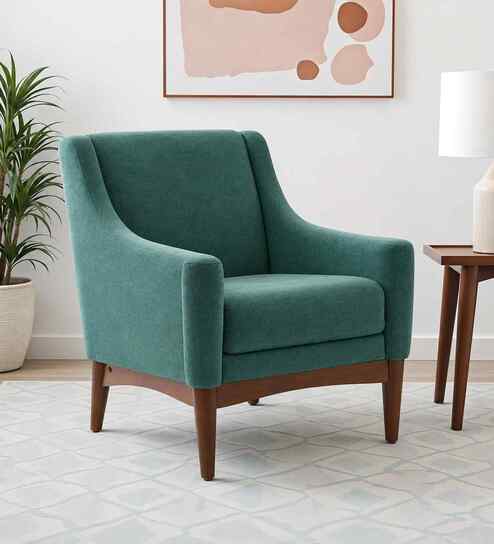 Claudia Boucle Fabric Arm Chair In Green Colour