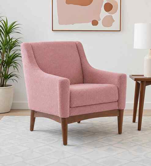 Claudia Boucle Fabric Arm Chair In Pink Colour