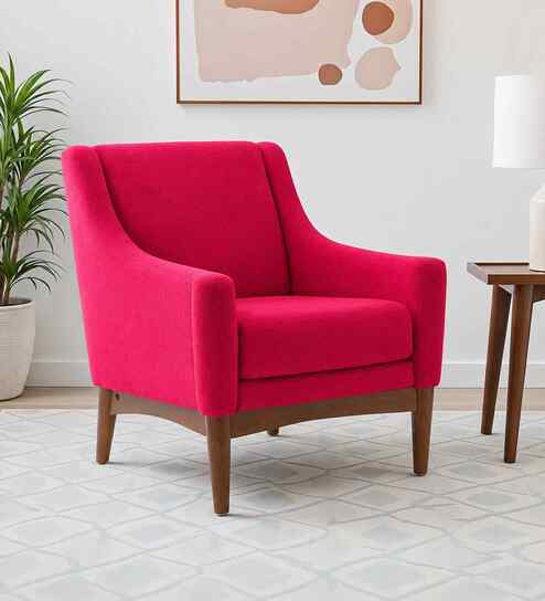Claudia Boucle Fabric Arm Chair In Red Colour