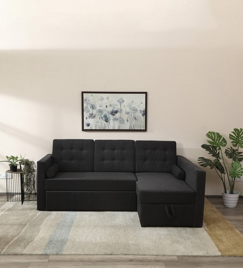 Buy Claven Fabric LHS Pull Out Sofa Cum Bed In Charcoal Grey Colour With  Storage at 7% OFF by Woodsworth from Pepperfry