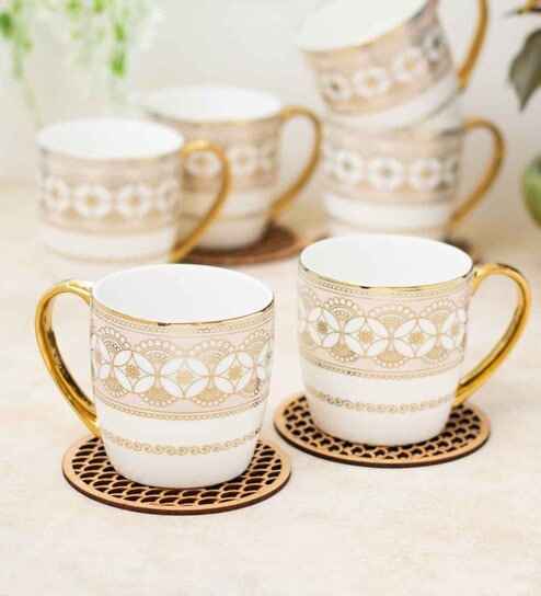 Clay Craft Fine Ceramic Alton Ebony Tea/Coffee Cup Set Of 6 - 200 ml each