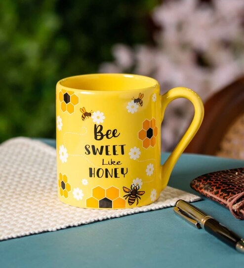 Clay Craft Fine Ceramic Be Sweet Like Honey Milk Mug 1 Piece -350 ml