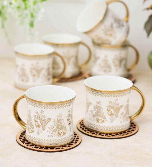Clay Craft Fine Ceramic Diamond Ebony Tea/Coffee Cup Set Of 6 - 200 ml each-picture-48