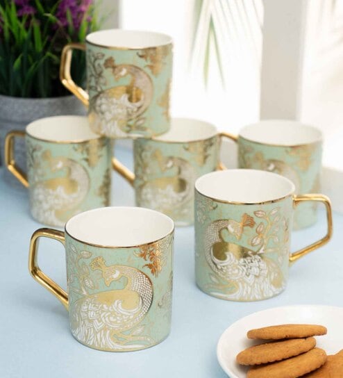 Clay Craft Fine Ceramic Director Ebony Tea/Coffee Cup Set Of 6 - 220 ml each