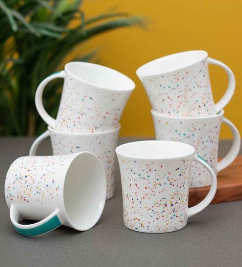 Clay Craft Fine Ceramic Jackson Hilton Tea/Coffee Cup Set Of 6 - 200 ml each