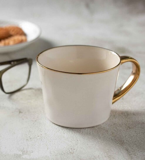 Clay Craft Fine Ceramic Jasper EM Ivory Milk Mug 2 Piece -320 ml