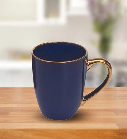 Clay Craft Fine Ceramic Ruby Em Blue Milk Mug 2 Piece -315 ml